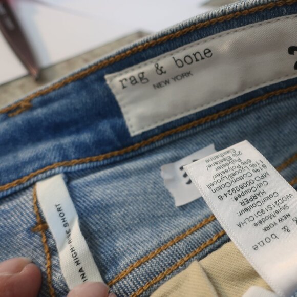 Womens Rag & Bone Harper Blue Rolled Cuff Nina High Rise Shorts 23 COLOR: HARPER - Picture 7 of 8